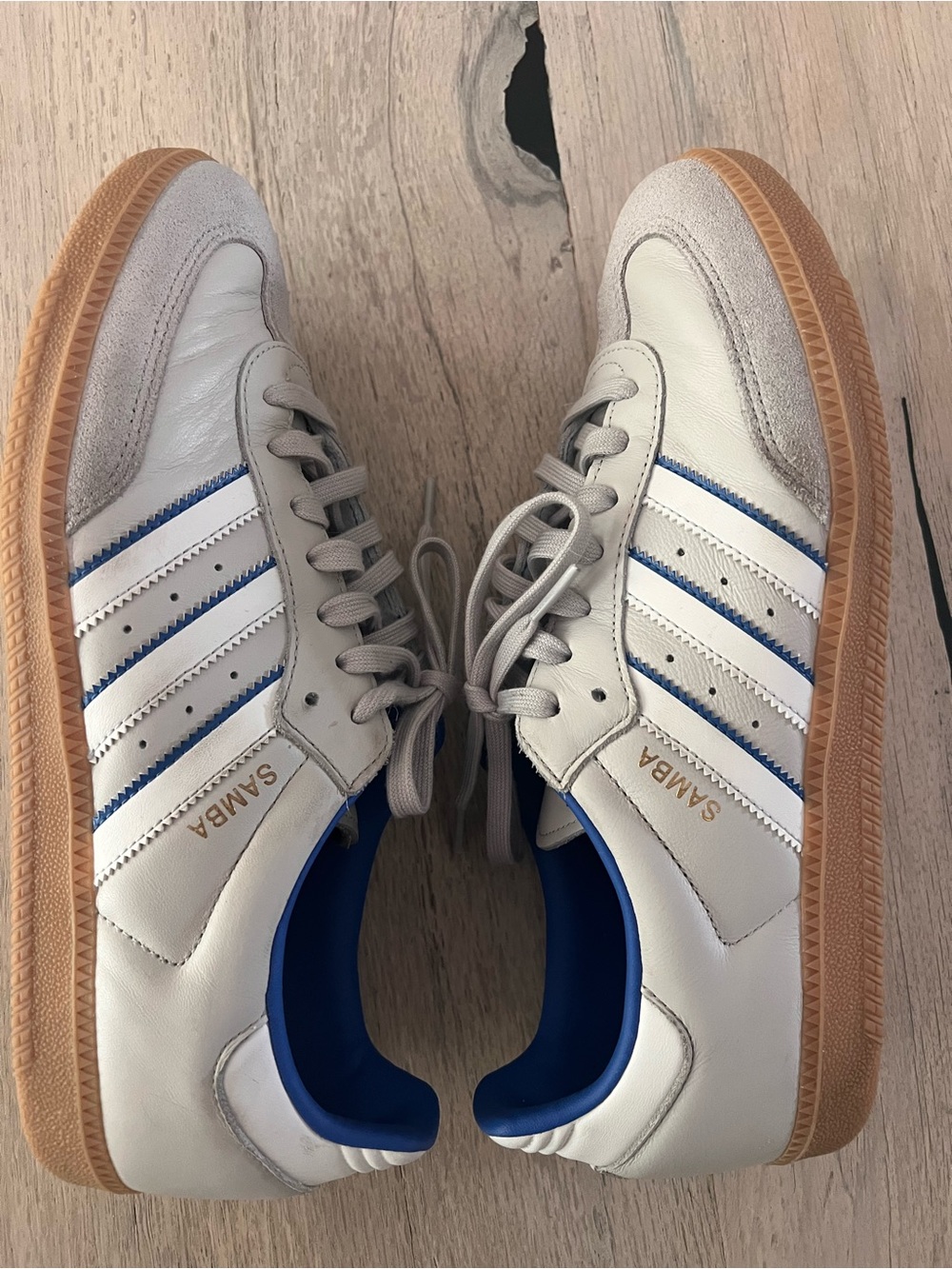 adidas Originals Samba OG Grey Crystal White Blue Gum Men Casual Shoes Size 11 - Picture 6 of 9